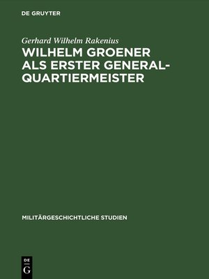 cover image of Wilhelm Groener als Erster Generalquartiermeister